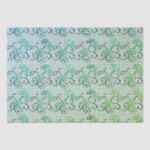 Floral Lace Pattern Blue And Green Tissue Paper