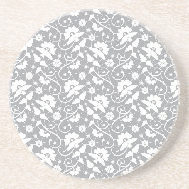 Floral Lace Pattern Drink Coaster (Front)