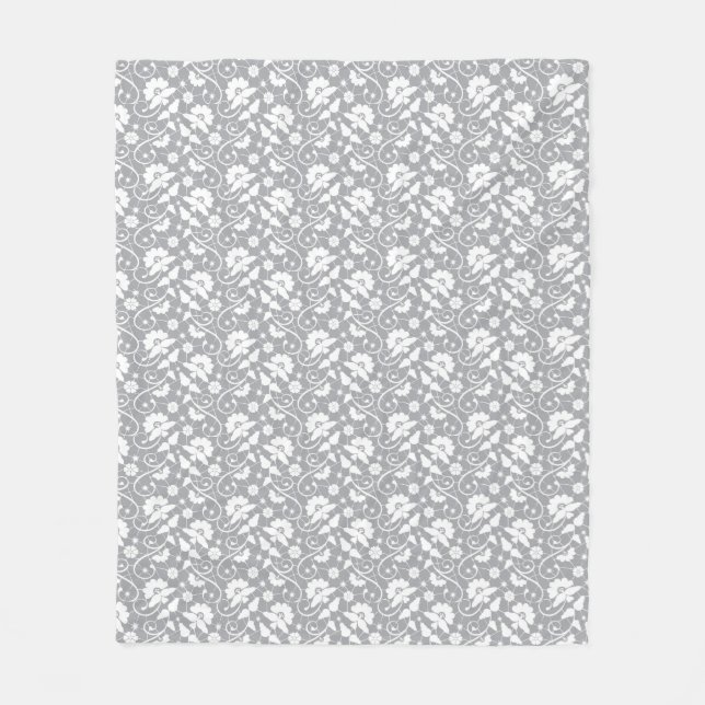 Floral Lace Pattern Fleece Blanket (Front)