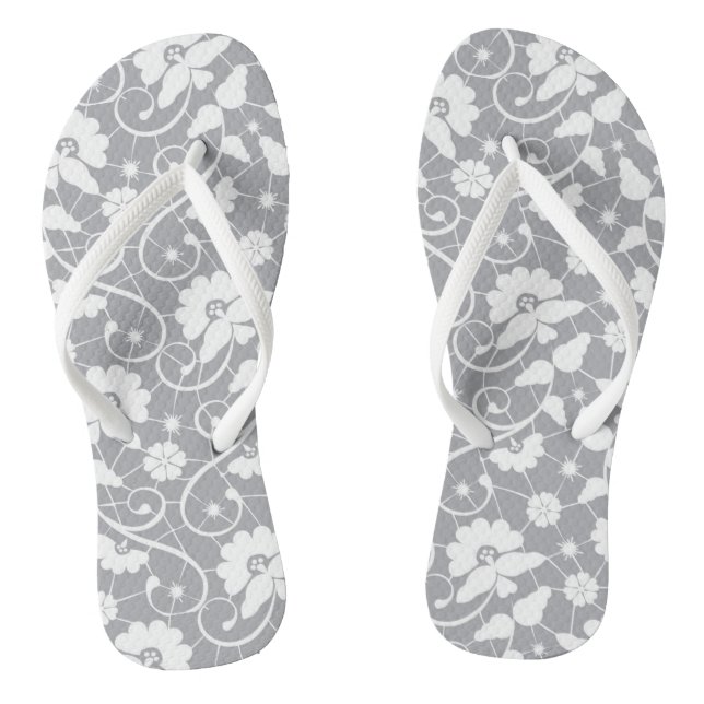 Floral Lace Pattern Flip Flops (Footbed)