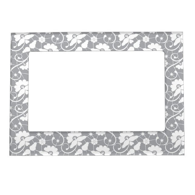 Floral Lace Pattern Magnetic Photo Frame (Front)