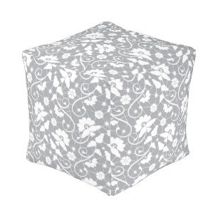 Floral Lace Pattern Pouf