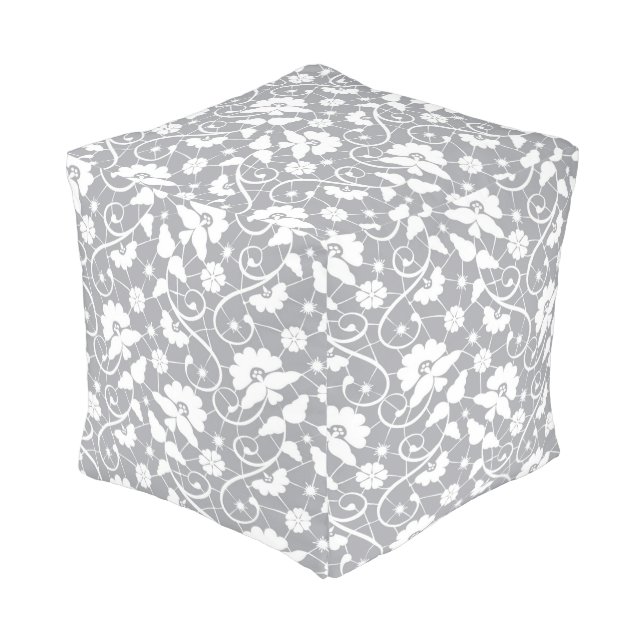 Floral Lace Pattern Pouf (Angled Front)