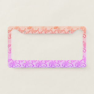 Floral Lace Pattern Shades of Pink License Plate Frame
