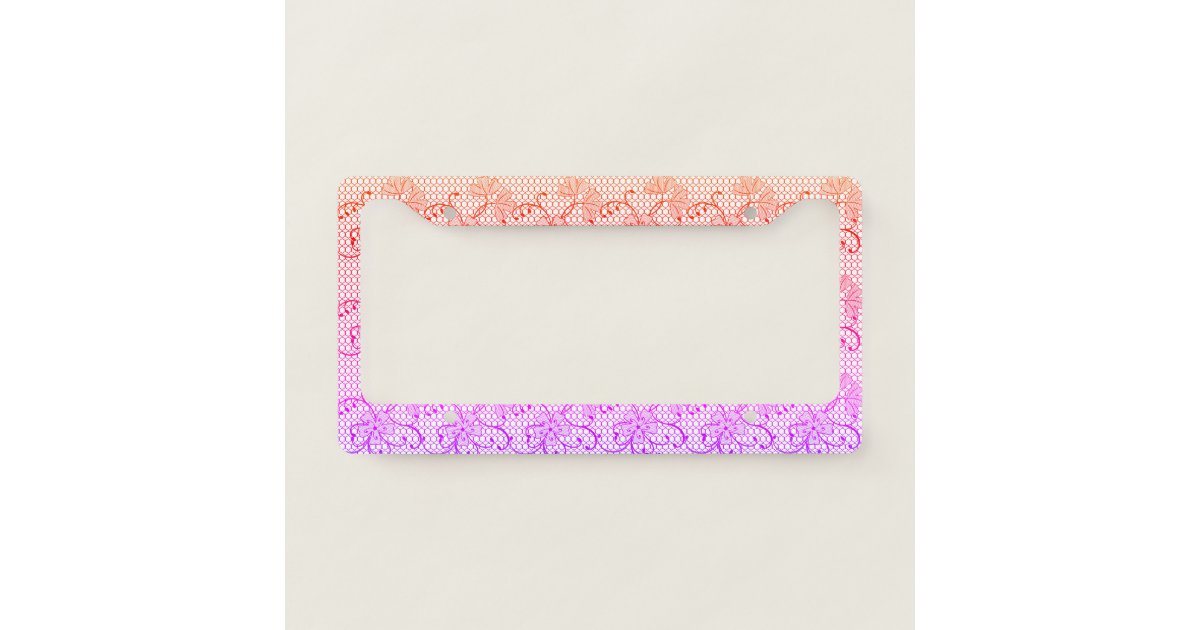 Pink License Frame Floral Lace Pattern Shades of Pink License Plate Frame | Zazzle
