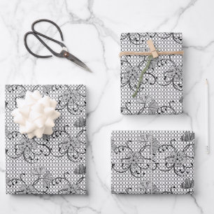 Floral Lace Pattern Wrapping Paper Sheets