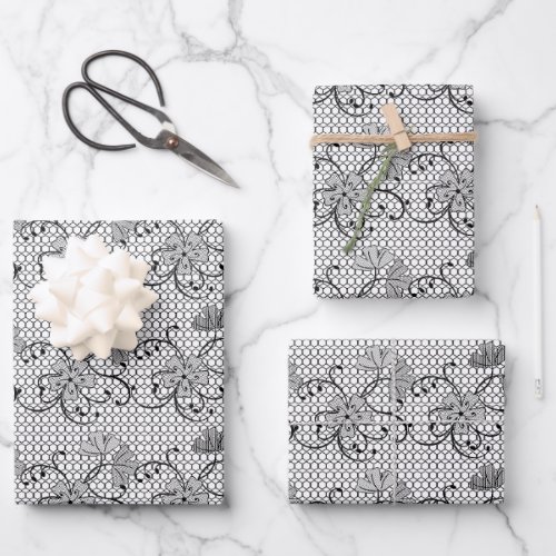 Floral Lace Pattern  Wrapping Paper Sheets