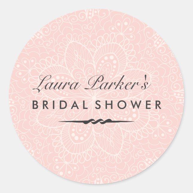 Floral Lace | Pink Bridal Shower Sticker (Front)