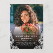 Floral Lace Quinceañera Birthday Party Photo Invitation Postcard (Front)