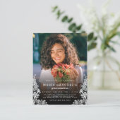 Floral Lace Quinceañera Birthday Party Photo Invitation Postcard (Standing Front)