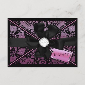 Floral Lace Rsvp With Diamond Bow by TreasureTheMoments at Zazzle