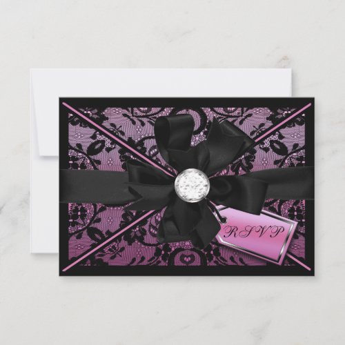 Floral Lace RSVP with Diamond Bow
