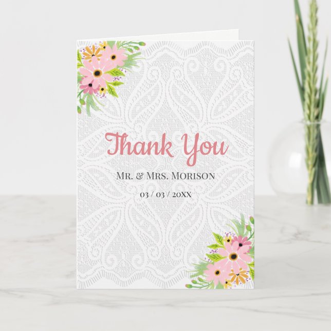 Floral Lace Thank You Card (Front)