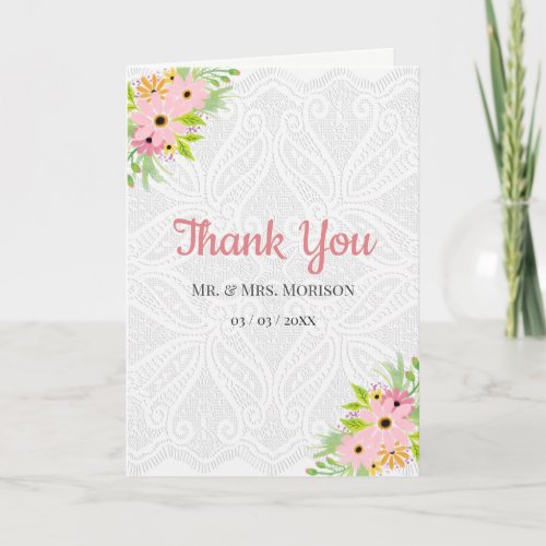 Floral Lace Thank You Card