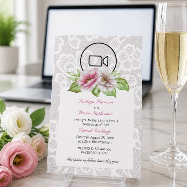 Floral & Lace Virtual Wedding Invite (Creator Uploaded)