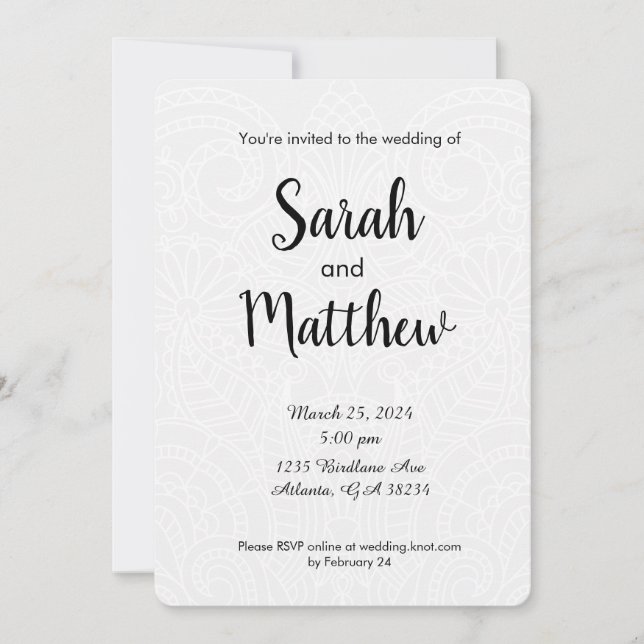 Floral Lace Wedding Invitation (Front)