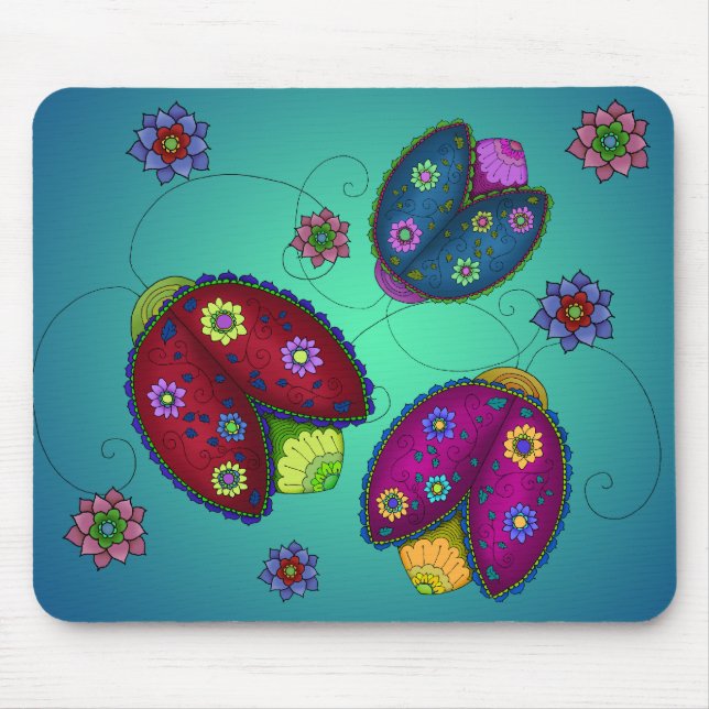 Floral Ladybugs Mousepad (Front)
