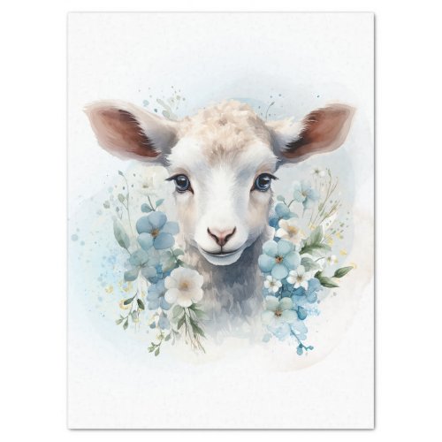 Floral Lamb Sheep Watercolor Tissue Paper