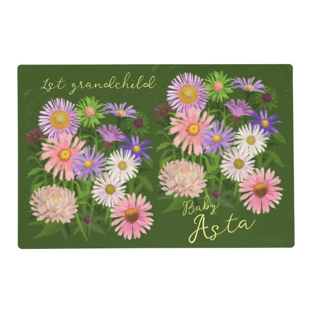 Floral Laminated Placemat 1st time grandmother  (Front)
