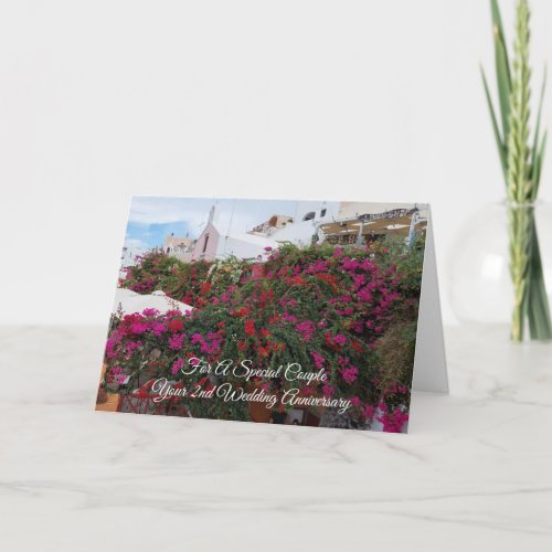 Floral Landscape 2nd Wedding Anniversary Card