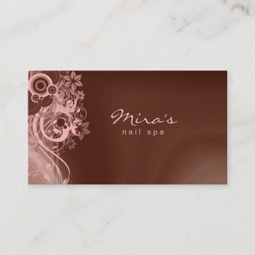 Customizable Floral Landscaping Business Card Brown Pink