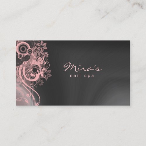 Floral Landscaping Business Card Gray Pink