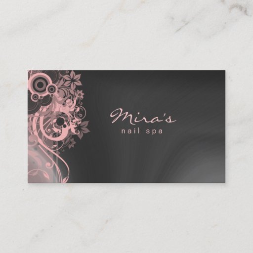 Customizable Floral Landscaping Business Card Gray Pink