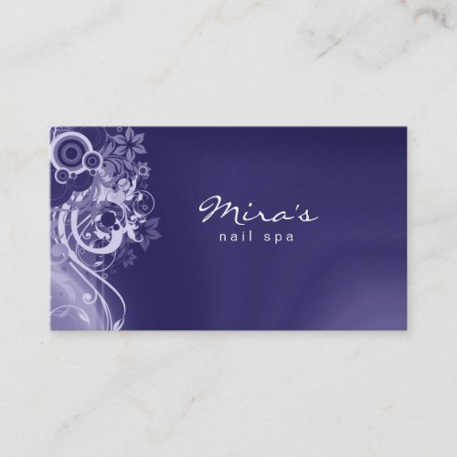 Floral Landscaping Business Card Retro Blue