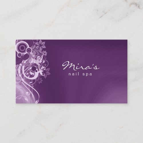 Floral Landscaping Business Card Retro Purple