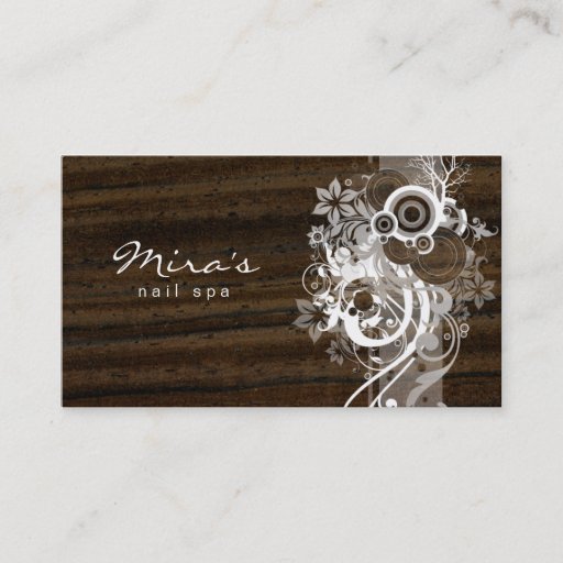 Customizable Floral Landscaping Business Card Wood Dark