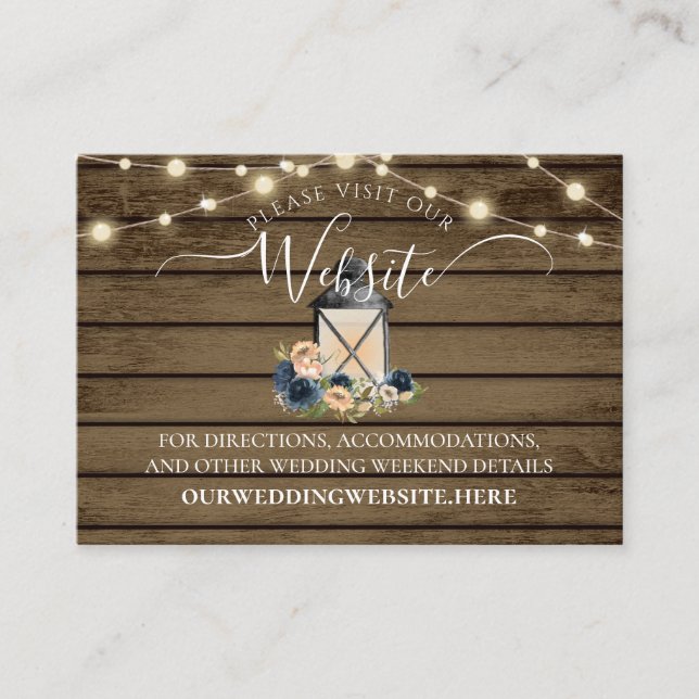 Floral Lantern Barn Wood Website Info  Business Card (Front)