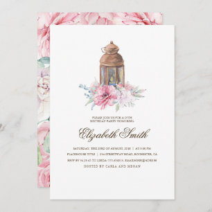 Floral Lantern Birthday Party Invitation