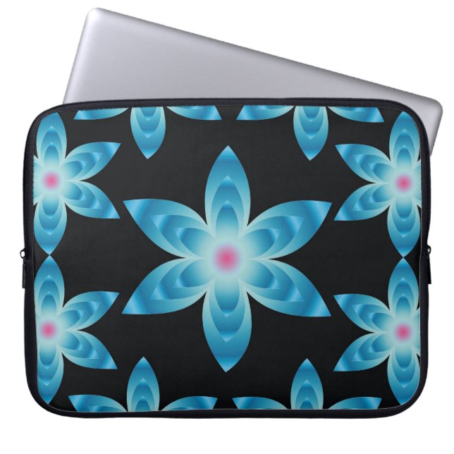 Floral Laptop Sleeve:Blue Flowers Laptop Sleeve (Front)