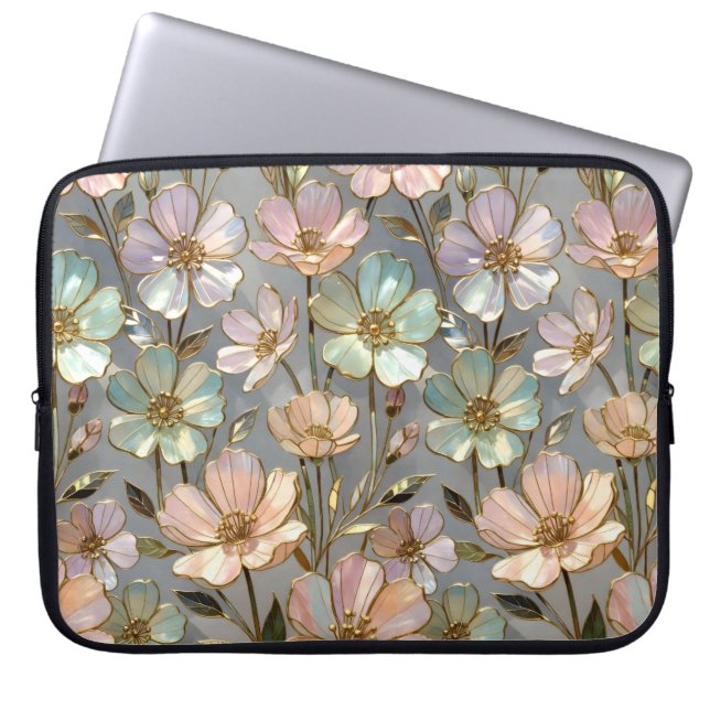 Floral Laptop Sleeve Pastel Flower Pattern (Front)