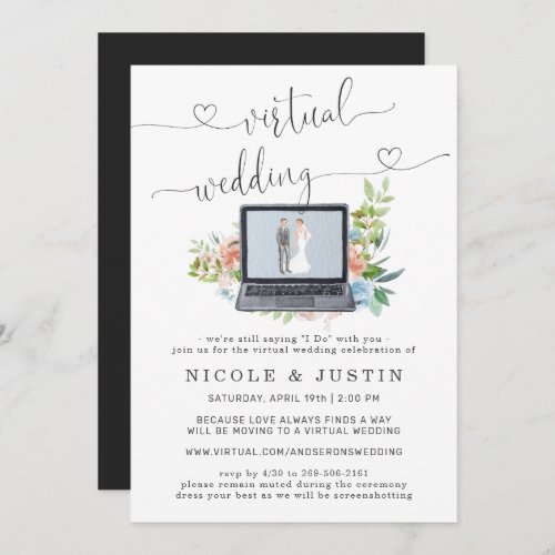 Floral Laptop  Virtual Wedding Invitation