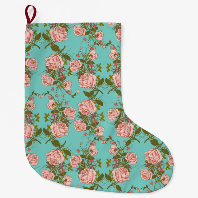 Floral Large Christmas Stocking (Front)