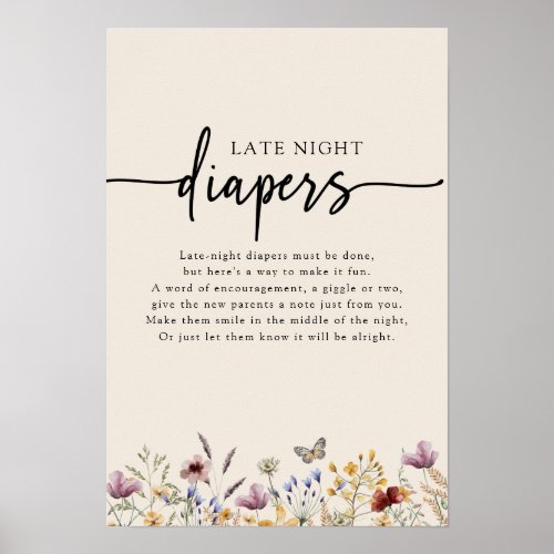 Floral Late Night Diapers Sign