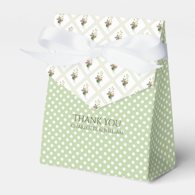 Floral Lattice and Polka Dots Favor Gift Box (Front Side)