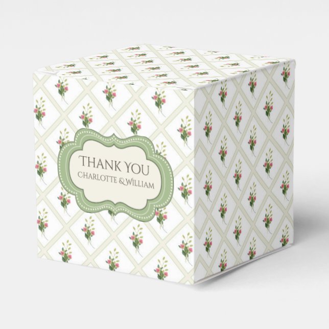 Floral Lattice Custom Favor Gift Box (Front Side)