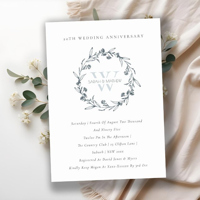 Floral Laurel Wreath Any Year Anniversary Invite (Creator Uploaded)
