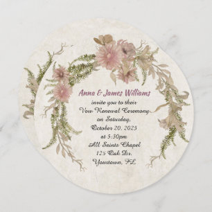 floral laurel wreath for Wedding Vow Renewal Invitation