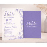 Floral Lavender Blue  80th Birthday Invitation<br><div class="desc">An elegant invitation card for a surprise birthday party in lavender blue and white,  perfect for celebrating an 80th birthday. The simple,  feminine design features botanical touches and elegant lettering.</div>