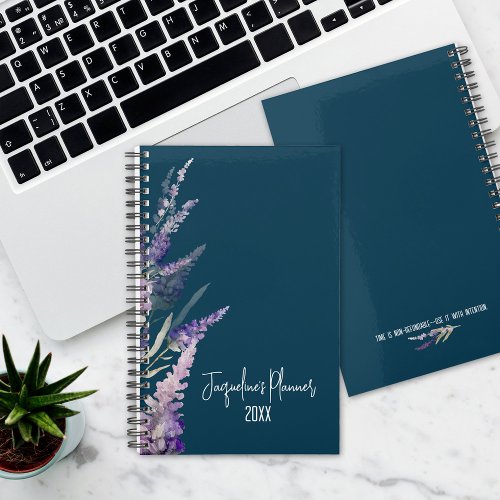 Floral Lavender Blue Botanical Yearly Planner