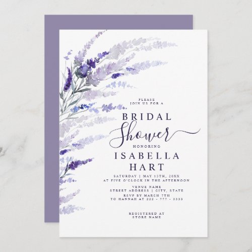Floral Lavender Botanical Lilac Boho Bridal Shower Invitation