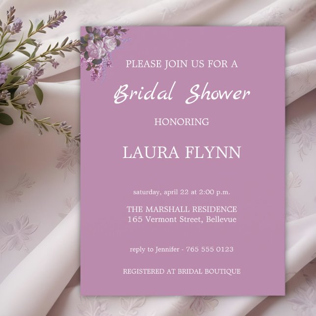 Floral Lavender, Bridal Shower Invitation Postcard (Creator Uploaded)