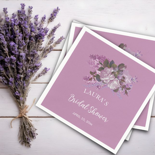 Floral Lavender  Bridal Shower  Napkins (Creator Uploaded)