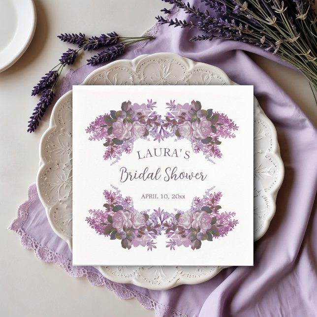 Floral Lavender  Bridal Shower  Napkins (Creator Uploaded)