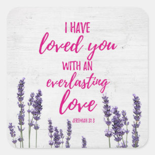 Floral Lavender Christian Bible Scripture Verse Square Sticker