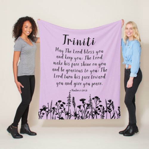 Floral Lavender Custom Baby Name Blessing Prayer   Fleece Blanket