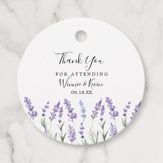 Floral Lavender Favor Tags (Front)